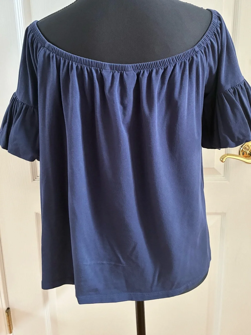 Lilly Pulitzer Navy Off-Shoulder Ruffle Sleeve Top